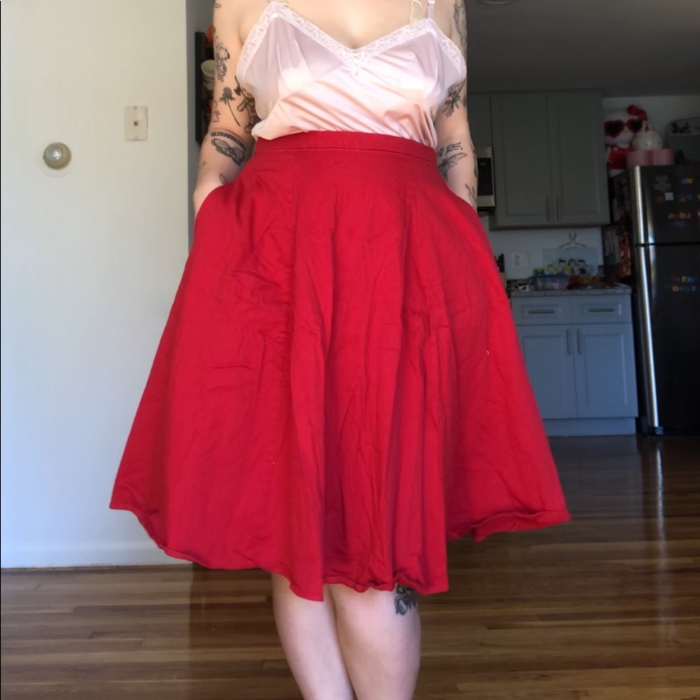 Collectif Red Cotton Skirt